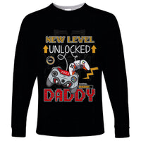 Father's Day Long Sleeve Shirt Gamer Dad Level Up TS07 - Wonder Print Shop