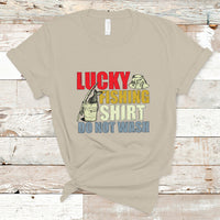 Sand crewneck T-shirt with Lucky Fishing Shirt Do Not Wash fish graphic