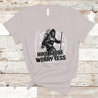 Hiking T Shirt Hike More Worry Less Tee, Reto Bigfoot Hiking Lover Shirt, Funny Hiking Casual Tee, Road Trip TS08 - Wonder Print Shop
