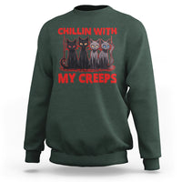 Halloween Sweatshirt Chillin With My Creeps Tee, Funny Halloween Shirt, Cute Creeps Tee, Cat Mom Dad TS08 - Wonder Print Shop