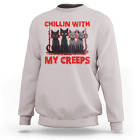Halloween Sweatshirt Chillin With My Creeps Tee, Funny Halloween Shirt, Cute Creeps Tee, Cat Mom Dad TS08 - Wonder Print Shop