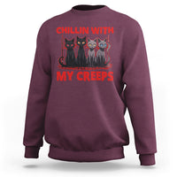 Halloween Sweatshirt Chillin With My Creeps Tee, Funny Halloween Shirt, Cute Creeps Tee, Cat Mom Dad TS08 - Wonder Print Shop