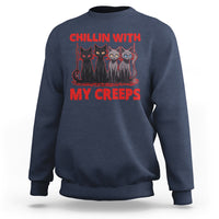 Halloween Sweatshirt Chillin With My Creeps Tee, Funny Halloween Shirt, Cute Creeps Tee, Cat Mom Dad TS08 - Wonder Print Shop