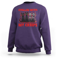 Halloween Sweatshirt Chillin With My Creeps Tee, Funny Halloween Shirt, Cute Creeps Tee, Cat Mom Dad TS08 - Wonder Print Shop