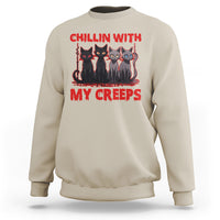 Halloween Sweatshirt Chillin With My Creeps Tee, Funny Halloween Shirt, Cute Creeps Tee, Cat Mom Dad TS08 - Wonder Print Shop