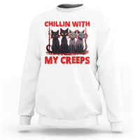 Halloween Sweatshirt Chillin With My Creeps Tee, Funny Halloween Shirt, Cute Creeps Tee, Cat Mom Dad TS08 - Wonder Print Shop