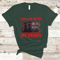 Halloween T Shirt Chillin With My Creeps Tee, Funny Halloween Shirt, Cute Creeps Tee, Cat Mom Dad TS08 - Wonder Print Shop