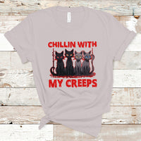 Halloween T Shirt Chillin With My Creeps Tee, Funny Halloween Shirt, Cute Creeps Tee, Cat Mom Dad TS08 - Wonder Print Shop