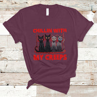 Halloween T Shirt Chillin With My Creeps Tee, Funny Halloween Shirt, Cute Creeps Tee, Cat Mom Dad TS08 - Wonder Print Shop