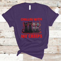 Halloween T Shirt Chillin With My Creeps Tee, Funny Halloween Shirt, Cute Creeps Tee, Cat Mom Dad TS08 - Wonder Print Shop