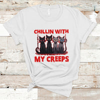 Halloween T Shirt Chillin With My Creeps Tee, Funny Halloween Shirt, Cute Creeps Tee, Cat Mom Dad TS08 - Wonder Print Shop