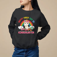 Back to school Sweatshirt Happy First Day of Kindergarten Shirt, Unicorn Raibow Coloful Oufit, Gift for Teachers, Kindergarten Teacher TS08 - Wonder Print Shop