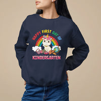 Back to school Sweatshirt Happy First Day of Kindergarten Shirt, Unicorn Raibow Coloful Oufit, Gift for Teachers, Kindergarten Teacher TS08 - Wonder Print Shop