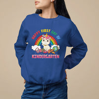 Back to school Sweatshirt Happy First Day of Kindergarten Shirt, Unicorn Raibow Coloful Oufit, Gift for Teachers, Kindergarten Teacher TS08 - Wonder Print Shop