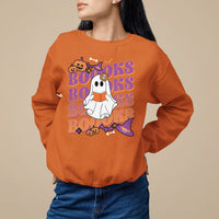 Halloween Sweatshirt Boooks Ghosts Tee, Funny Halloween Casual Shirt, Book-Loving Teacher Outfit, Bookworm TS08 - Wonder Print Shop