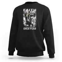 Christian Sweatshirt Faith Over Fear Jesus Lion - Wonder Print Shop