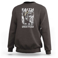 Christian Sweatshirt Faith Over Fear Jesus Lion - Wonder Print Shop