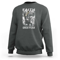 Christian Sweatshirt Faith Over Fear Jesus Lion - Wonder Print Shop