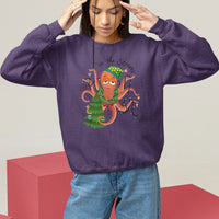 Octopus Tis The Season Christmas Tree Sweatshirt - Wonder Print Shop