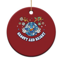 Groovy And Bright Merry Christmas Disco Ball Reindeer Christmas Ornament - Wonder Print Shop