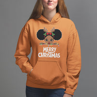 Christmas Mrs. Claus Peeking Santa African American Hoodie - Wonder Print Shop