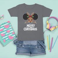 Christmas Mrs. Claus Peeking Santa African American T Shirt For Kid - Wonder Print Shop