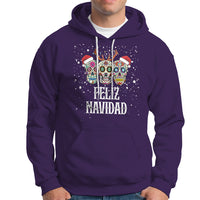 Christmas Hoodie Feliz Navidad Mexican Sugar Skulls Reindeer Santa - Wonder Print Shop