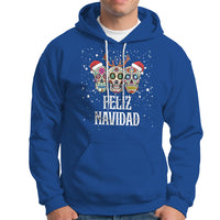 Christmas Hoodie Feliz Navidad Mexican Sugar Skulls Reindeer Santa - Wonder Print Shop
