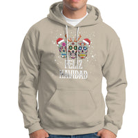 Christmas Hoodie Feliz Navidad Mexican Sugar Skulls Reindeer Santa - Wonder Print Shop