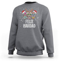 Christmas Sweatshirt Feliz Navidad Mexican Sugar Skulls Reindeer Santa - Wonder Print Shop