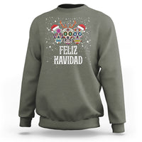 Christmas Sweatshirt Feliz Navidad Mexican Sugar Skulls Reindeer Santa - Wonder Print Shop