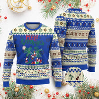 Hawaiian Xmas Ugly Christmas Sweater Mele Kalikimaka Santa Climb Palm Tree - Wonder Print Shop