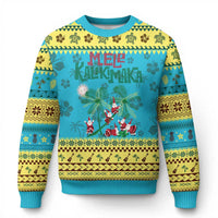 Hawaiian Xmas Ugly Christmas Sweater Mele Kalikimaka Santa Climb Palm Tree - Wonder Print Shop