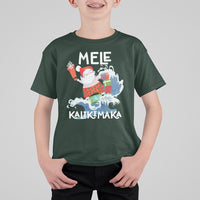 Mele Kalikimaka Surfing Cute Santa Hawaiian Christmas T Shirt For Kid - Wonder Print Shop