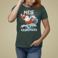 Mele Kalikimaka Surfing Cute Santa Hawaiian Christmas T Shirt For Women - Wonder Print Shop