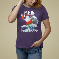 Mele Kalikimaka Surfing Cute Santa Hawaiian Christmas T Shirt For Women - Wonder Print Shop