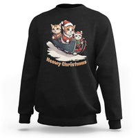 Cat Sleigh Meowy Christmas Holiday Santa Hat Sweatshirt - Wonder Print Shop