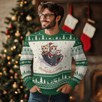 Meowy Christmas Cute Cat Sleigh Ugly Christmas Sweater - Wonder Print Shop