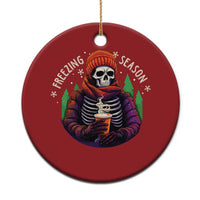 Funny Xmas Christmas Ornament Freezing Season Skeleton Chillin' Hot Cocoa - Wonder Print Shop