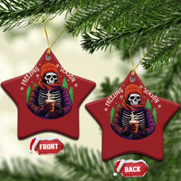 Funny Xmas Christmas Ornament Freezing Season Skeleton Chillin' Hot Cocoa - Wonder Print Shop