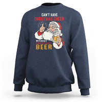 Can't Have Christmas Cheer Without Christmas Beer Santa Drinking Sweatshirt - Wonder Print Shop
