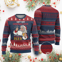 Funny Santa Drinking Ugly Christmas Sweater Can't Have Christmas Cheer Without Christmas Beer - Wonder Print Shop