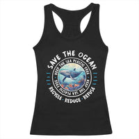 Earth Day Save The Ocean Humpback Whale Racerback Tank Top