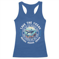 Earth Day Save The Ocean Humpback Whale Racerback Tank Top