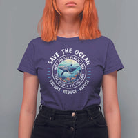 Earth Day Save The Ocean Humpback Whale T Shirt For Women