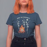 Funny Feminist T Shirt For Women Burn The Patriarchy Skeleton Dancing - Wonder Print Shop