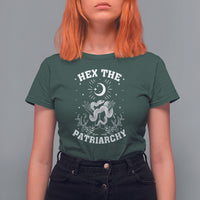 Feminist Witch T Shirt For Women Hex The Patriarchy Celestial Moon Snake - Wonder Print Shop