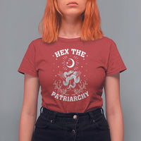 Feminist Witch T Shirt For Women Hex The Patriarchy Celestial Moon Snake - Wonder Print Shop