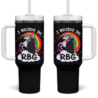 I Believe In RBG Unicorn Feminist Women's Rights Tumbler With Handle
