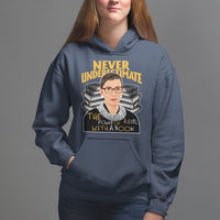 Never Underestimate The Power Of A Girl With A Book Hoodie Feminist RBG Ruth Bader Ginsburg - Wonder Print Shop